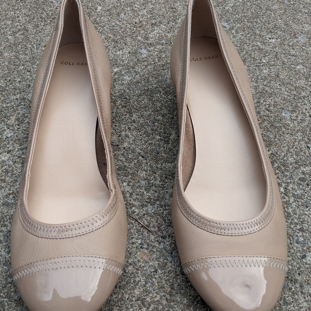 Women's Cole Haan Beige Leather Wedge Shoes 11M